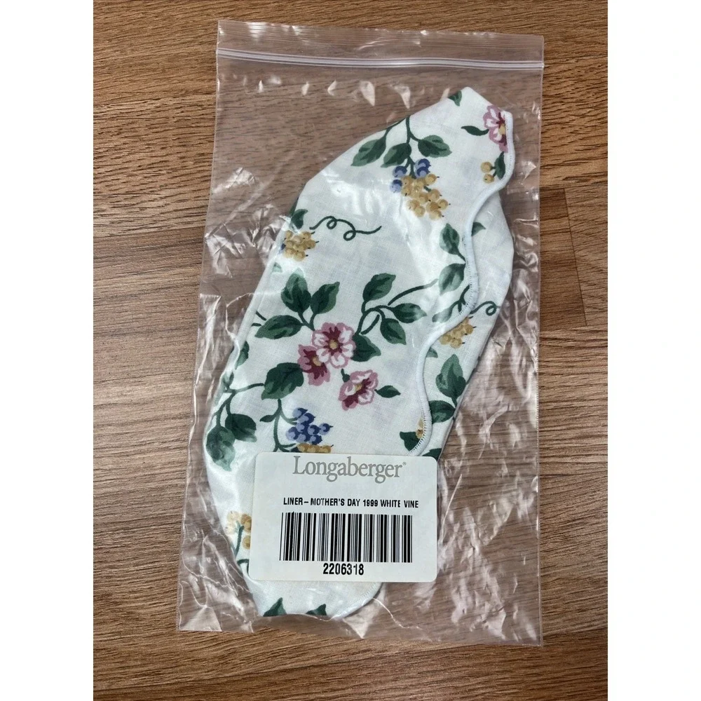 Longaberger Fabric Liner for 1999 Mother's Day Basket in‎ White Vine NEW 2206318